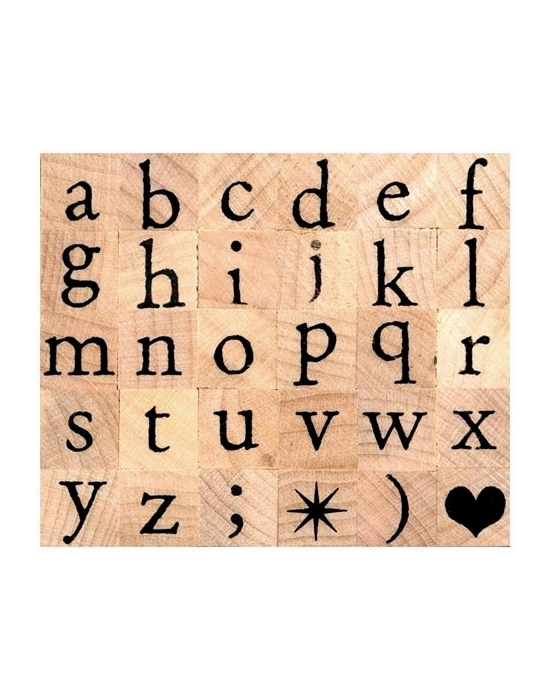 Alphabet serif relief lowercase letters stamps