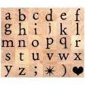 Alphabet serif relief lowercase letters stamps