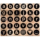Alphabet sans serif lowercase letters stamps