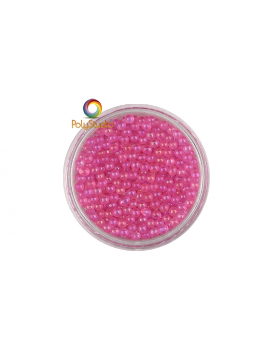 Pink iridescent round glass micro beads