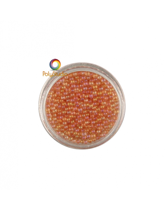 Apricot iridescent round glass micro beads