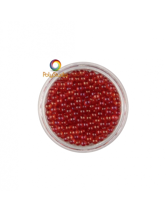 Red iridescent round micro glass beads