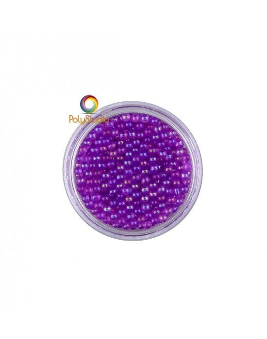 Purple iridescent round micro glass beads