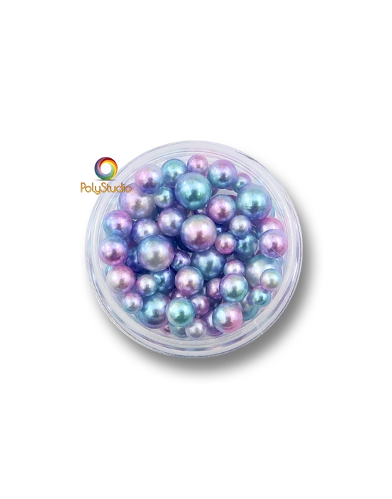 85 Blue pink color gradient pearly round beads